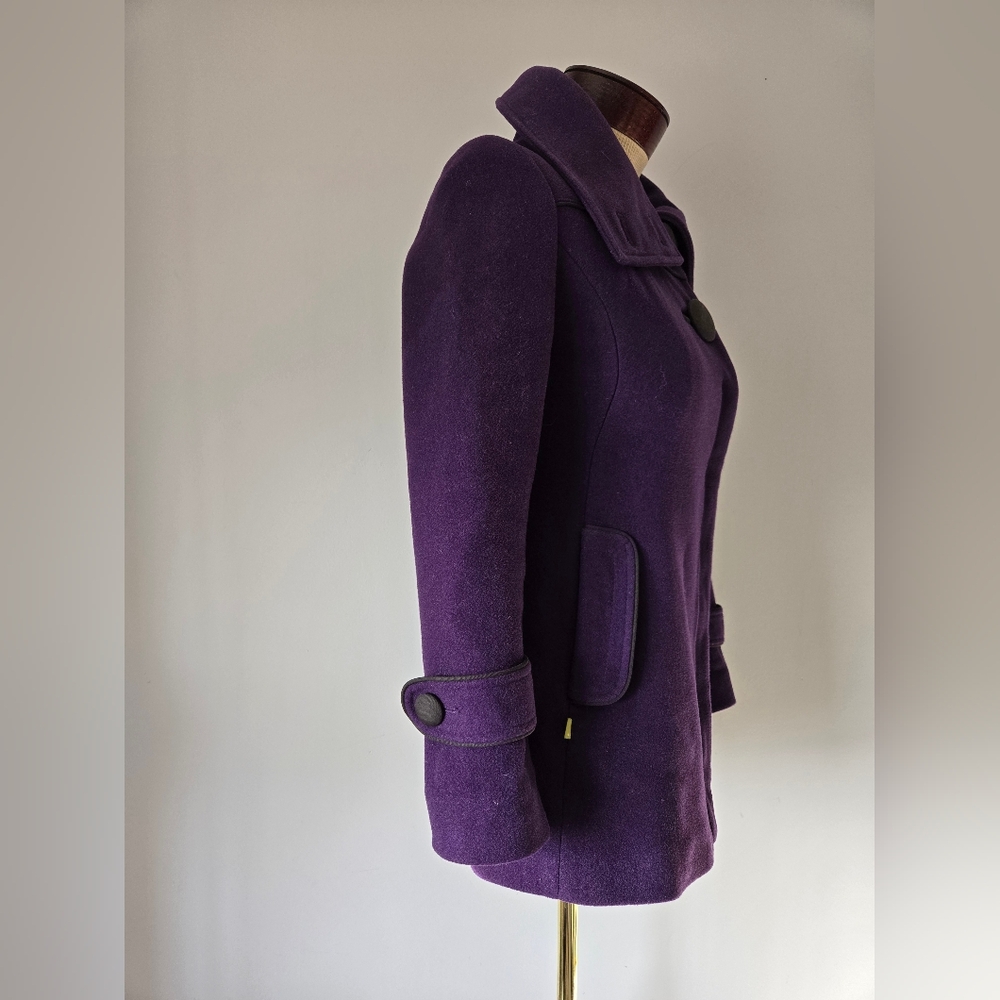 SOIA & KYO Purple Wool Blend thigh length Coat with Oversized buttons . Size XS - Picture 5 of 16
